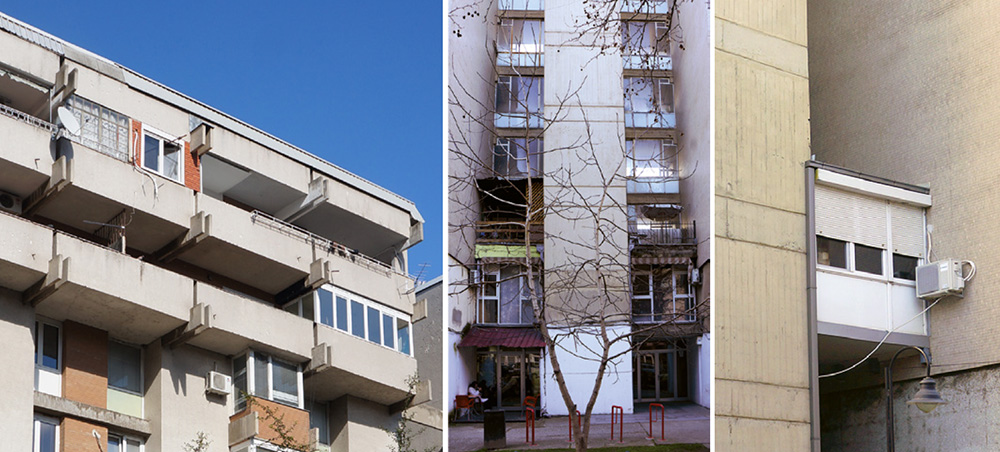 Alterations carried out by the dwellers, including sloped roof cover, enclosing parts of the terraces, adding new balconies, turning bay windows into balconies and other changes and additions to the facades © Vlatko P. Korobar, 2023.