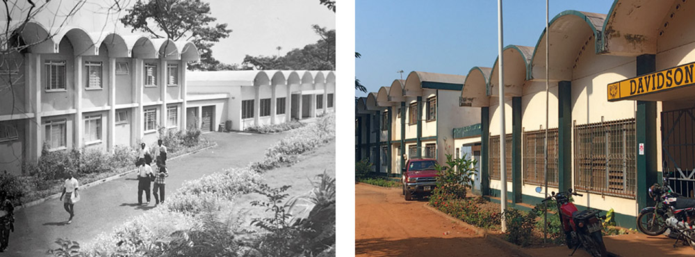 Left: Halls of Residence. © 1964, Images of Education in Sierra Leone, The National Archives of the UK (TNA) INF 10/303. Right: Halls of Residence. © Paul Robinson, 2023.